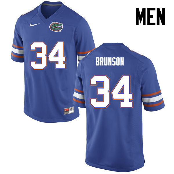Men Florida Gators #34 Lacedrick Brunson College Football Jerseys-Blue